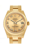 Rolex Datejust 31 Champagne Roman Dial 18K Yellow Gold Ladies Watch 178248 Pre-owned