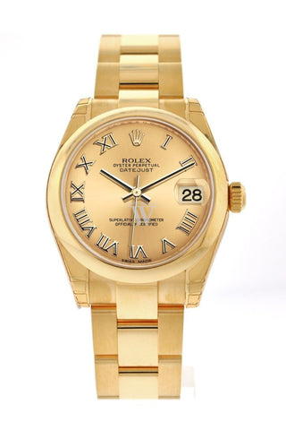 Rolex Datejust 31 Champagne Roman Dial 18K Yellow Gold Ladies Watch 178248