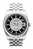 Rolex Datejust 36 Silver Black Dial Stainless Steel Jubilee Men's Watch 116200