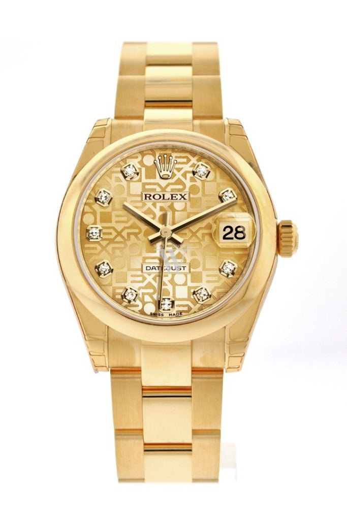 Rolex Datejust 31 Champagne Jubilee Diamond Dial 18K Yellow Gold Ladies Watch 178248
