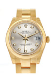 Rolex Datejust 31 Silver Diamond Dial 18K Yellow Gold Ladies Watch 178248 Pre-owned