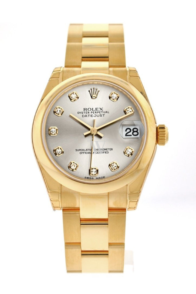 Rolex Datejust 31 Silver Diamond Dial 18K Yellow Gold Ladies Watch 178248