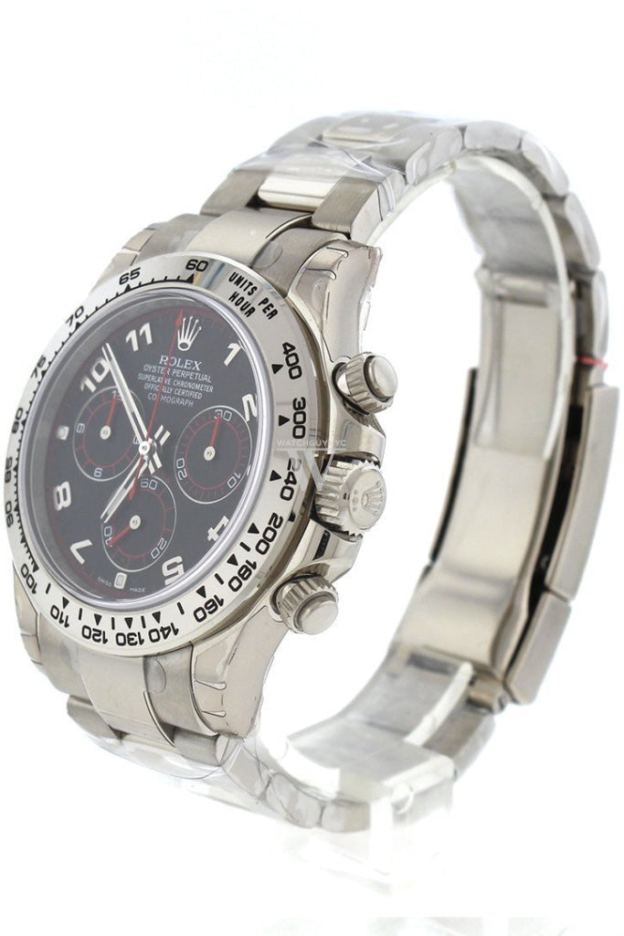 Rolex Cosmography Daytona Black Arabic Dial Oyster Bracelet 18K White Gold Mens Watch 116509