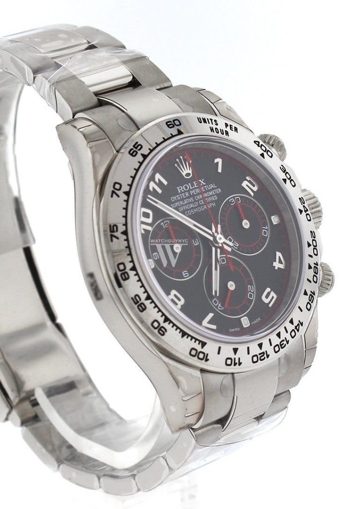 Rolex Cosmography Daytona Black Arabic Dial Oyster Bracelet 18K White Gold Mens Watch 116509
