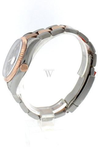Rolex Datejust 36 Black Roman Dial Steel And 18K Rose Gold Mens Ladies Watch 116231