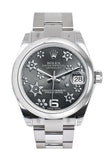 Rolex Datejust 31 Dark Rhodium Raised Floral Motif Dial Steel Ladies Watch 178240 / None