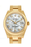 Rolex Datejust 31 White Mother Of Pearl Diamond Dial 18K Yellow Gold Ladies Watch 178248 / None