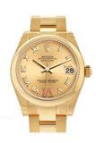 Rolex Datejust 31 Champagne Large VI DiamondRubies Dial 18K Yellow Gold Ladies Watch 178248