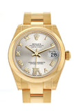 Rolex Datejust 31 Silver Large VI  Diamond Dial 18K Yellow Gold Ladies Watch 178248