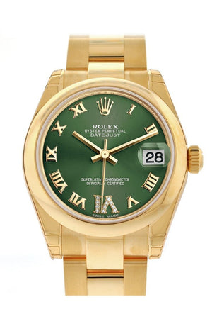 Rolex Datejust 31 Olive Green Vi Diamonds Dial 18K Yellow Gold Ladies Watch 178248 / None