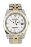 Rolex Datejust 36 White Dial Fluted 18K Gold Two Tone Jubilee Watch 116233