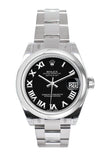 Rolex Datejust 31 Black Roman Dial Steel Ladies Watch 178240