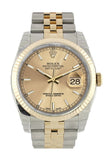 Rolex Datejust 36 Champagne Dial Fluted 18K Gold Two Tone Jubilee Watch 116233