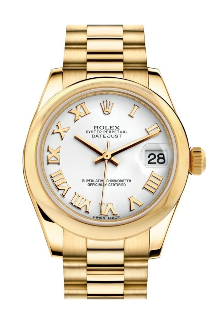 Rolex Datejust 31 White Roman Dial 18K Yellow Gold President Ladies Watch 178248 / None