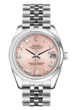 Rolex Datejust 31 Pink Roman Dial Stainless Steel Jubilee Ladies Watch 178240