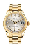 Rolex Datejust 31 Silver Diamond Dial 18K Yellow Gold President Ladies Watch 178248 Pre-owned