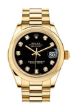 Rolex Datejust 31 Black Diamond Dial 18K Yellow Gold President Ladies Watch 178248 Pre-owned
