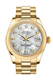 Rolex Datejust 31 White Mother of Pearl Diamond Dial 18K Yellow Gold President Ladies Watch 178248 Pre-owned