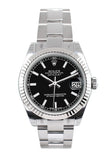 Rolex Datejust 31 Black Dial White Gold Fluted Bezel Ladies Watch 178274