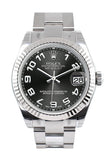 Rolex Datejust 31 Black Concentric Arab Dial White Gold Fluted Bezel Ladies Watch 178274 / None