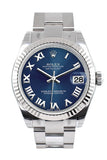 Rolex Datejust 31 Blue Roman Dial White Gold Fluted Bezel Ladies Watch 178274 Pre-owned