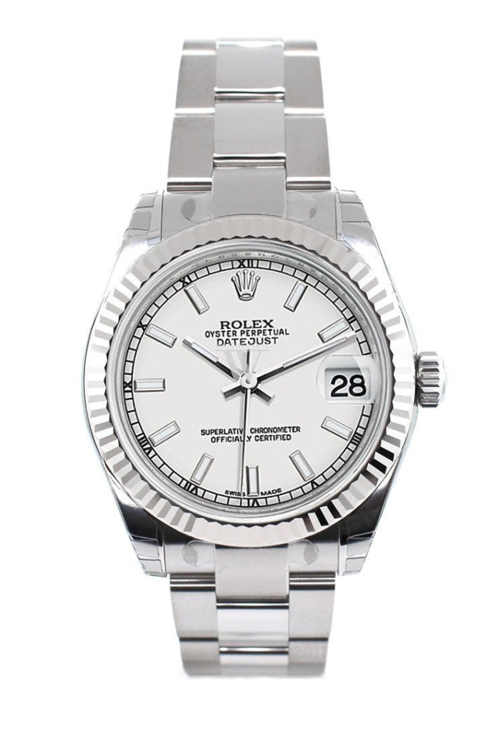 Rolex Datejust 31 White Dial Gold Fluted Bezel Ladies Watch 178274