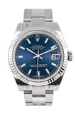 Rolex Datejust 31 Blue Dial White Gold Fluted Bezel Ladies Watch 178274 / None