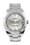 Rolex Datejust 31 Silver Dial White Gold Fluted Bezel Ladies Watch 178274