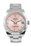 Rolex Datejust 31 Pink Roman Dial White Gold Fluted Bezel Ladies Watch 178274