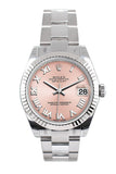 Rolex Datejust 31 Pink Roman Dial White Gold Fluted Bezel Ladies Watch 178274