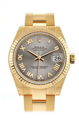 Rolex Datejust 31 Steel Roman Dial Fluted Bezel 18K Yellow Gold Ladies Watch 178278 / None