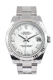 Rolex Datejust 31 White Roman Dial White Gold Fluted Bezel Ladies Watch 178274