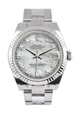 Rolex Datejust 31 White Mother of Pearl Roman Dial White Gold Fluted Bezel Ladies Watch 178274