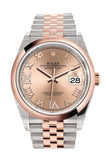 Rolex Datejust 36 Rose set with diamonds Dial Dome Rose Gold Two Tone Jubilee Watch 126201 NP