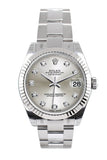 Rolex Datejust 31 Silver Set Diamonds Dial White Gold Fluted Bezel Ladies Watch 178274