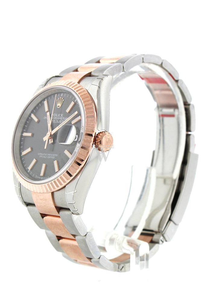 Rolex Datejust 36 Dark Rhodium Dial Fluted Rose Gold Two Tone Watch 126231