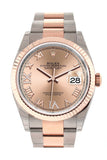 Rolex Datejust 36 Rose Set with Diamonds Dial Fluted Rose Gold Two Tone Watch 126231 NP