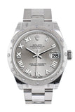 Rolex Datejust 31 Silver Roman Dial Dome set with Diamonds Bezel Ladies Watch 178344