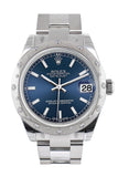 Rolex Datejust 31 Blue Dial Dome set with Diamonds Bezel Ladies Watch 178344