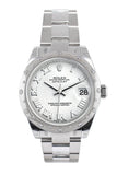 Rolex Datejust 31 White Roman Dial Dome Set With Diamonds Bezel Ladies Watch 178344