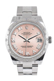 Rolex Datejust 31 Pink Roman Dial Dome set with Diamonds Bezel Ladies Watch 178344