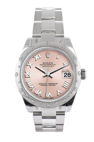 Rolex Datejust 31 Pink Roman Dial Dome Set With Diamonds Bezel Ladies Watch 178344