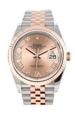 Rolex Datejust 36 Rose Set with Diamonds Dial Fluted Rose Gold Two Tone Jubilee Watch 126231 NP