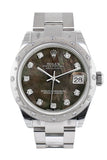 Rolex Datejust 31 Black Mother of Pearl Diamond Dial Dome set with Diamonds Bezel Ladies Watch 178344