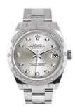 Rolex Datejust 31 Silver Diamond Dial Dome set with Diamonds Bezel Ladies Watch 178344