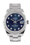 Rolex Datejust 31 Blue Diamond Dial Dome set with Diamonds Bezel Ladies Watch 178344