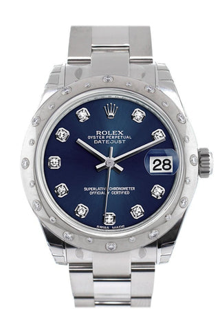 Rolex Datejust 31 Blue Diamond Dial Dome Set With Diamonds Bezel Ladies Watch 178344 / None