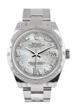 Rolex Datejust 31 White Mother of Pearl Roman Large VI Diamond Dial Dome set with Diamonds Bezel Ladies Watch 178344