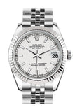 Rolex Datejust 31 White Dial White Gold Fluted Bezel Jubilee Ladies Watch 178274