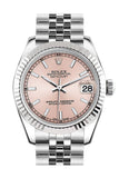 Rolex Datejust 31 Pink Dial White Gold Fluted Bezel Jubilee Ladies Watch 178274 / None